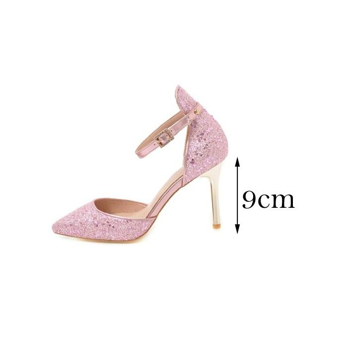 Classy Bling PU Ankle Strap Sexy High Heel Pumps Shoes