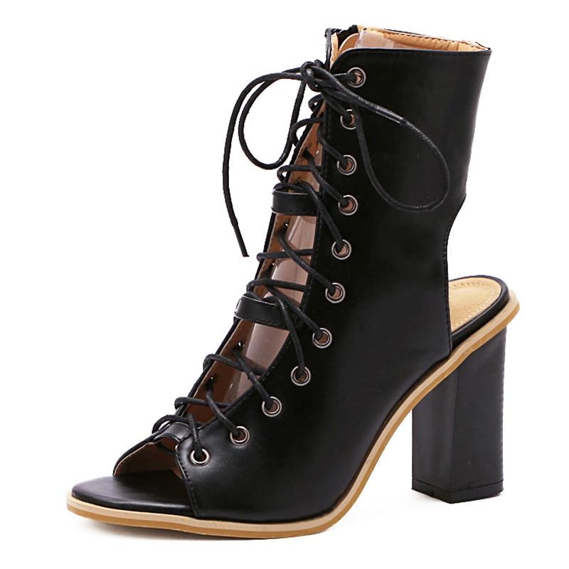 Cool Cross Tied High Heel Peep Toe Pumps Sandals