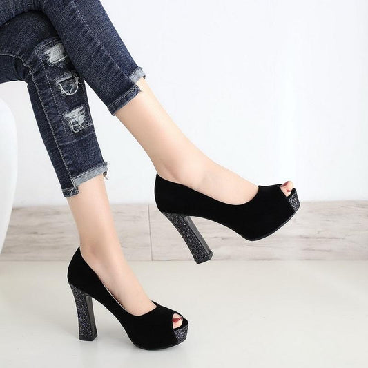 New Glitter Platform High Heels Shallow Pumps Sandals