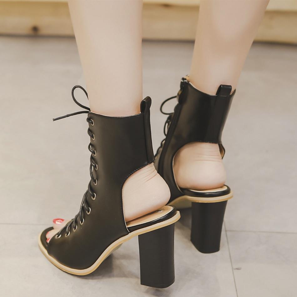 Cool Cross Tied High Heel Peep Toe Pumps Sandals