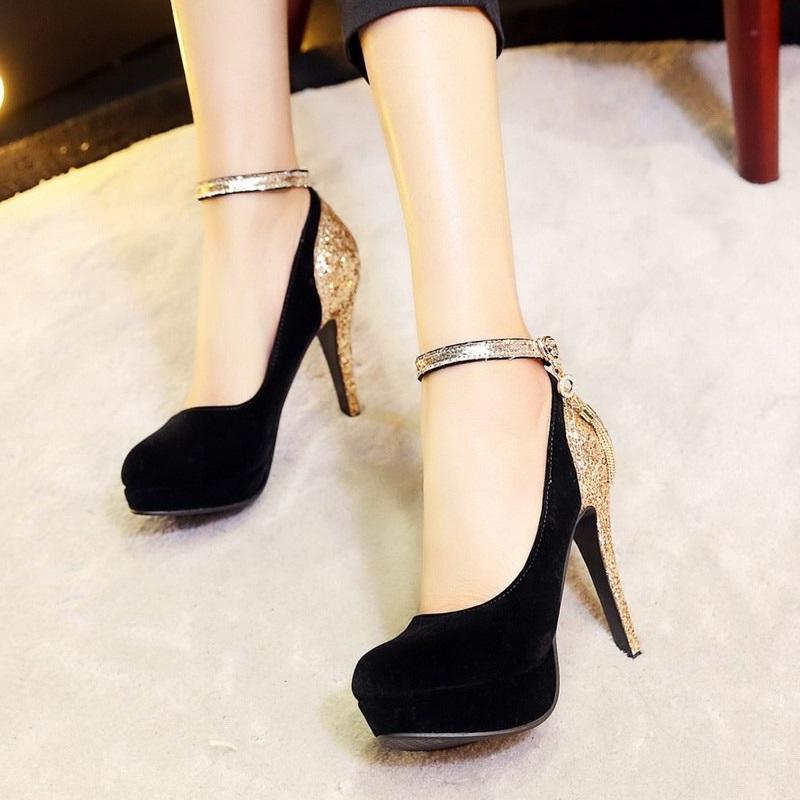 New Platform Rhinestone Fringe High Heel Pumps Shoes