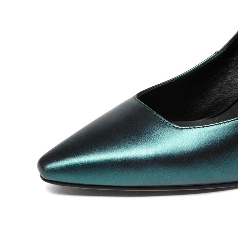 Exquisite Real Leather Pointed Toe Slip On Pumps Shoes