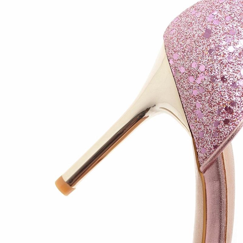 Classy Bling PU Ankle Strap Sexy High Heel Pumps Shoes