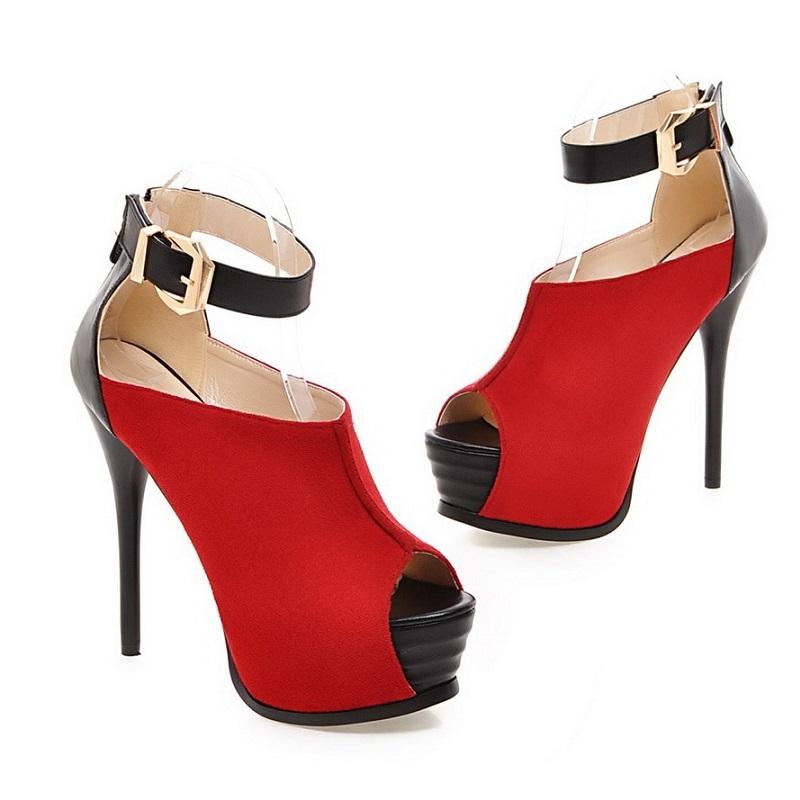 Ankle Strap High Heels Peep Toe Platform Sandals Stilettos