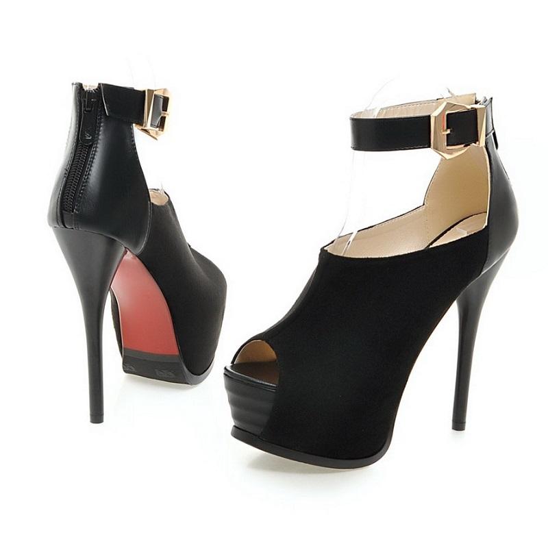 Ankle Strap High Heels Peep Toe Platform Sandals Stilettos