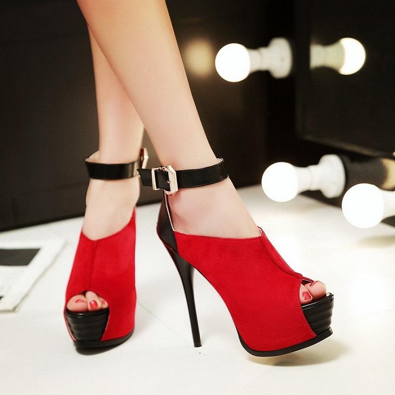 Ankle Strap High Heels Peep Toe Platform Sandals Stilettos