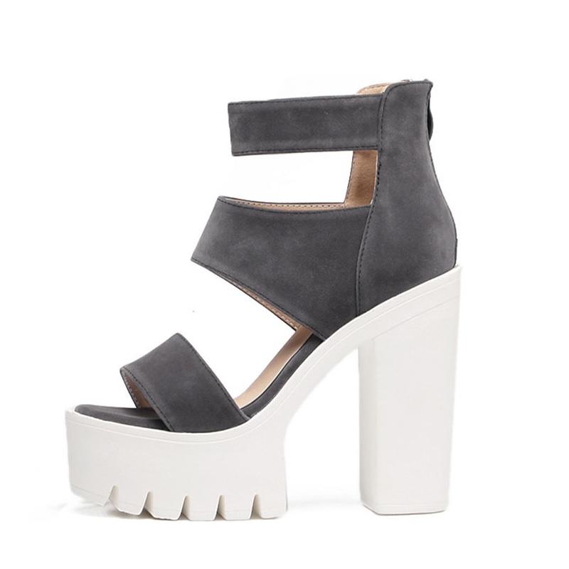 Cutouts Open Toe Thick High Heel Gladiator Sandals