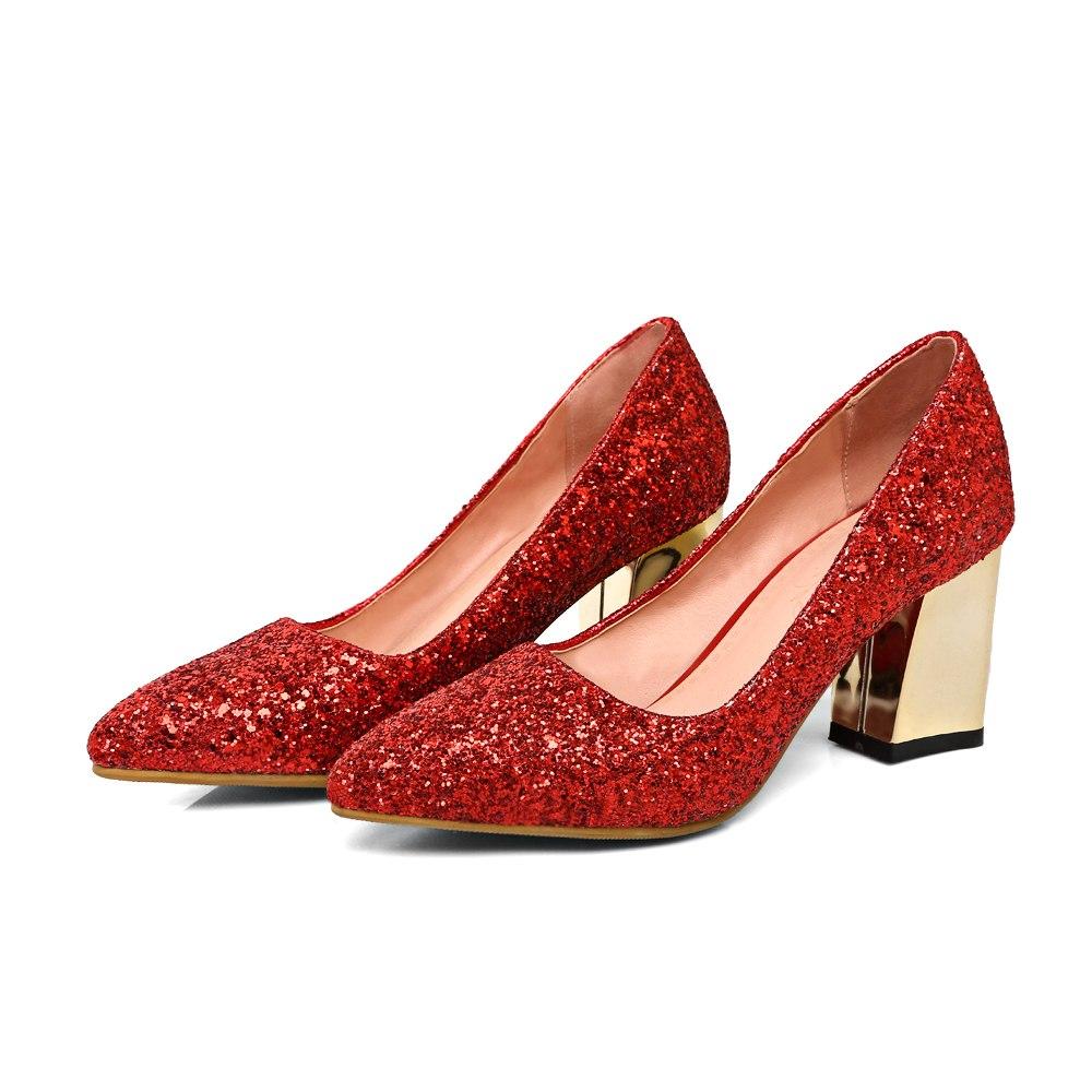 Bling Pointed Toe Glitter High Heel Pump Shoes