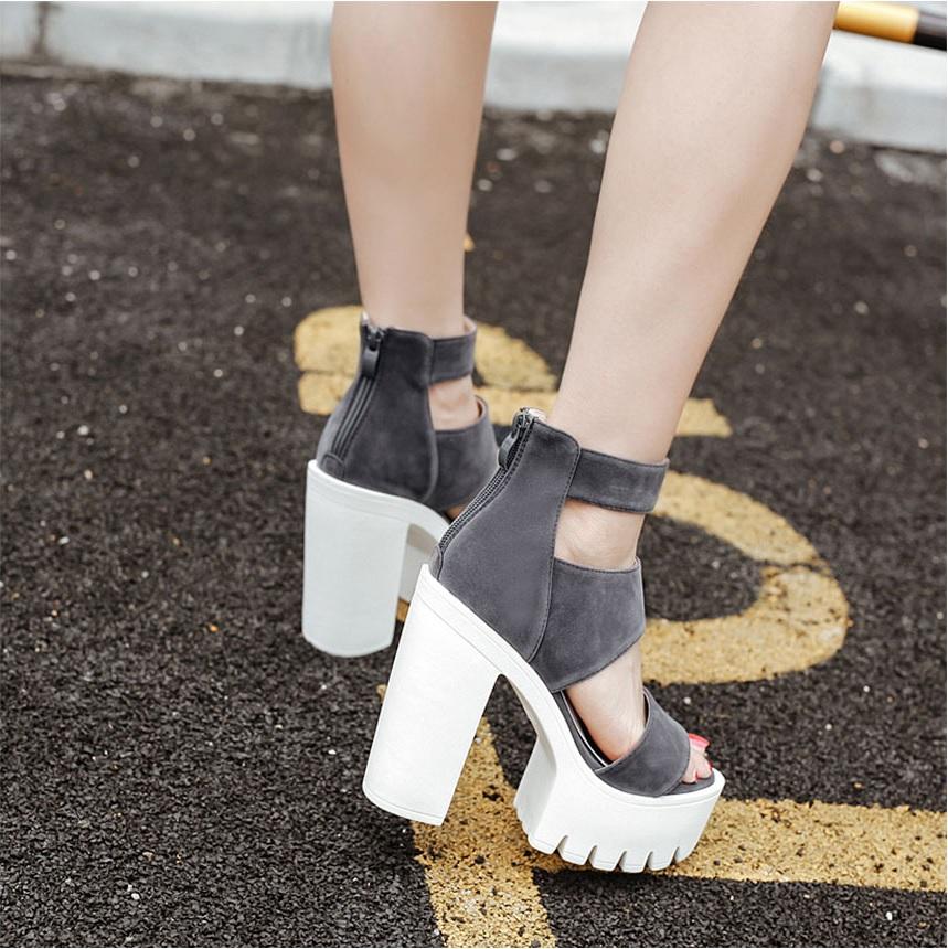 Cutouts Open Toe Thick High Heel Gladiator Sandals