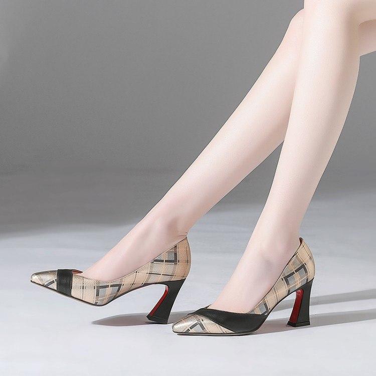 High End Leather Pointed Toe Heel Multi Color Pumps