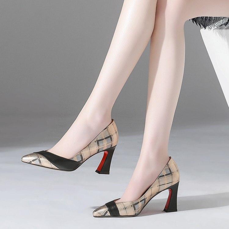 High End Leather Pointed Toe Heel Multi Color Pumps