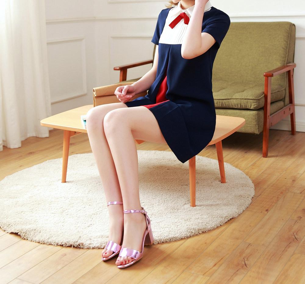 Elegant Square High Heel Ankle Wrap Sandals