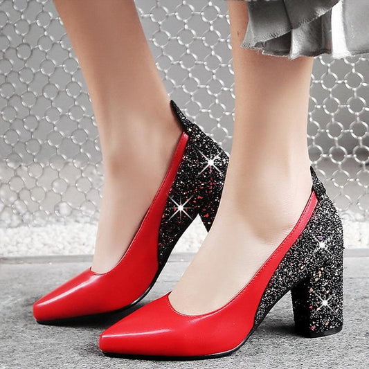 Sexy Bling Design Square High Heels Pumps Sandals