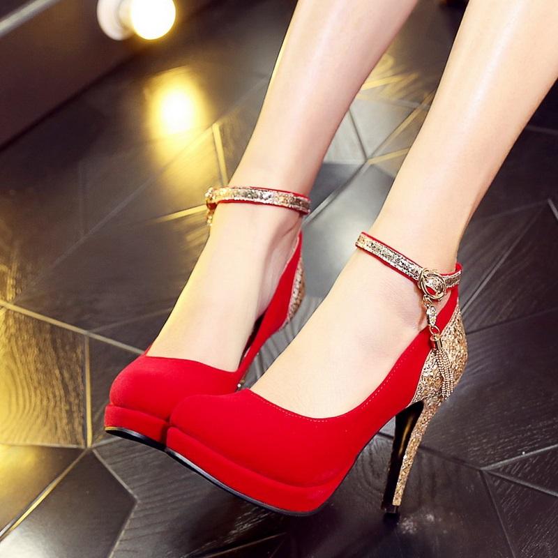 New Platform Rhinestone Fringe High Heel Pumps Shoes