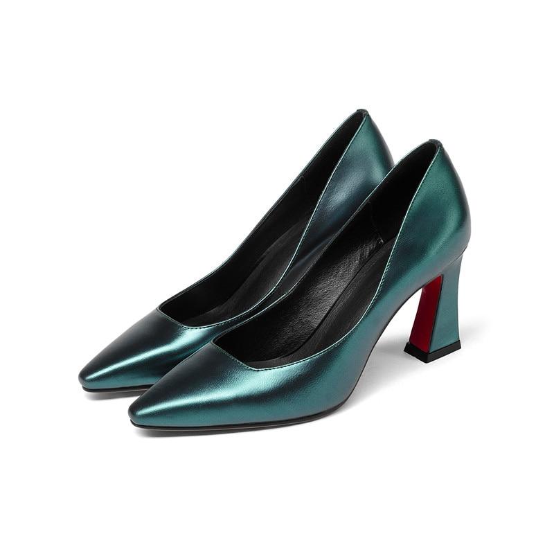 Exquisite Real Leather Pointed Toe Slip On Pumps Shoes