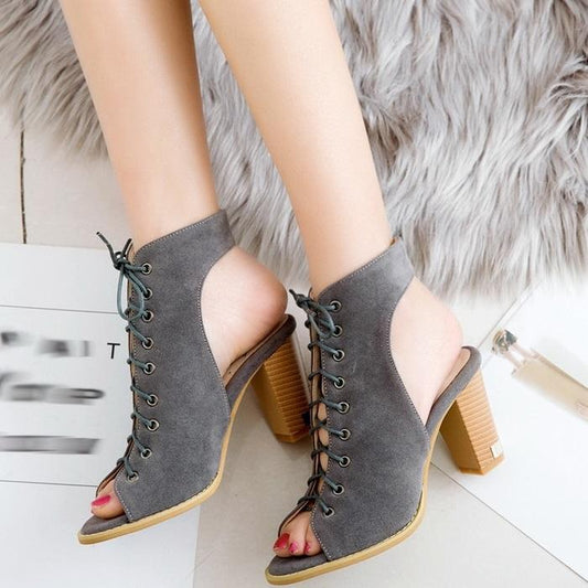 New Gladiator Cross Tied High Heels Back Strap Sandals Shoes