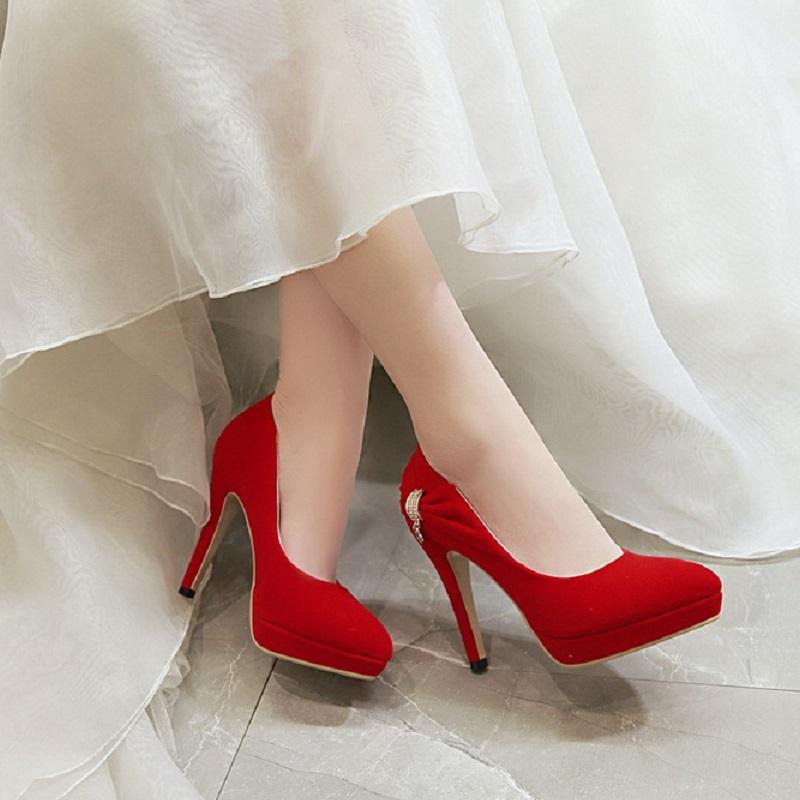 Elegant High Heels Crystal Pointed Toe Pump Shoes