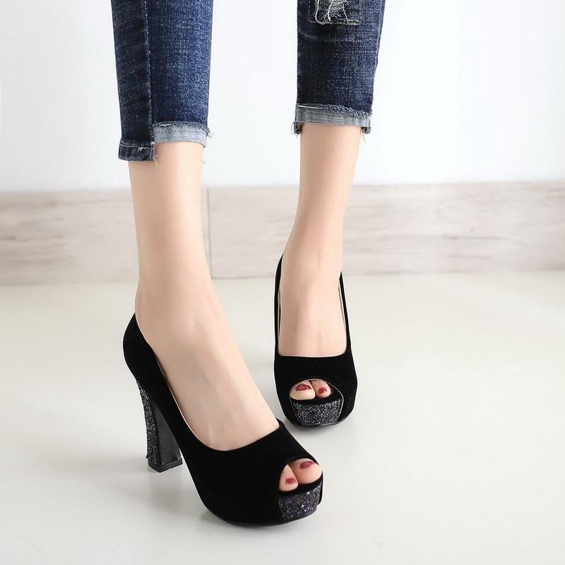 New Glitter Platform High Heels Shallow Pumps Sandals
