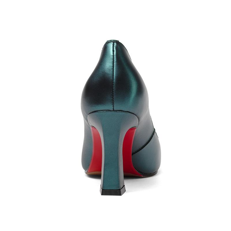 Exquisite Real Leather Pointed Toe Slip On Pumps Shoes