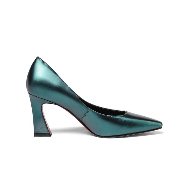 Exquisite Real Leather Pointed Toe Slip On Pumps Shoes