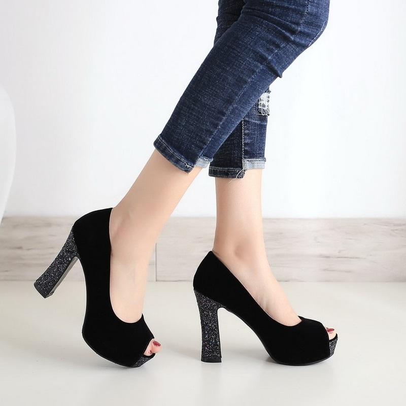 New Glitter Platform High Heels Shallow Pumps Sandals