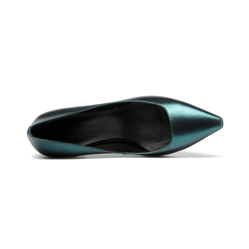 Exquisite Real Leather Pointed Toe Slip On Pumps Shoes