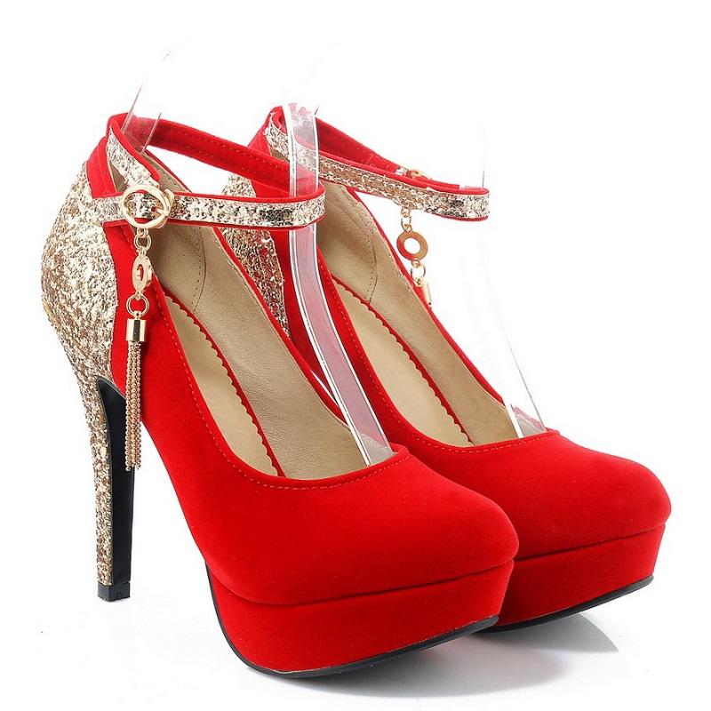 New Platform Rhinestone Fringe High Heel Pumps Shoes