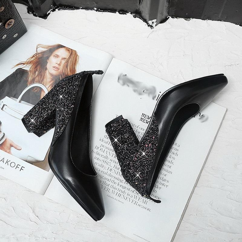 Sexy Bling Design Square High Heels Pumps Sandals