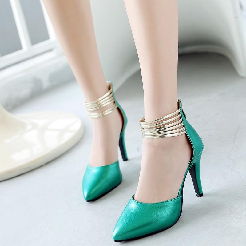 Elegant Pointed Toe Thin Ankle Wrap High Heel Pumps Shoes