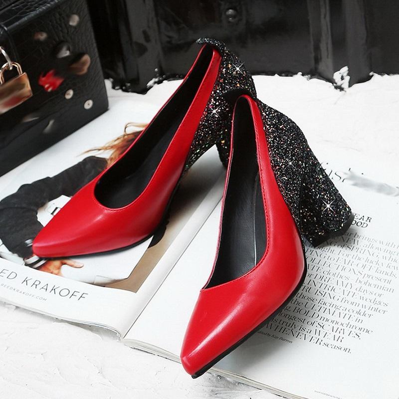 Sexy Bling Design Square High Heels Pumps Sandals