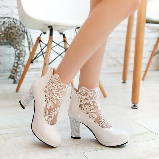 Classy High Heels Bridal Club Style Lace Pumps Shoes